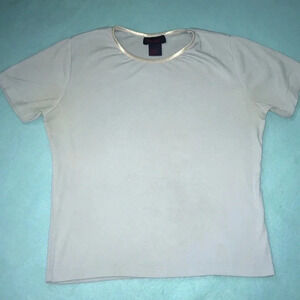 DENIM & Co. short sleeve stretchy crewneck top size L